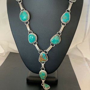 Stunning Navajo Sterling Silver Turquoise Necklace